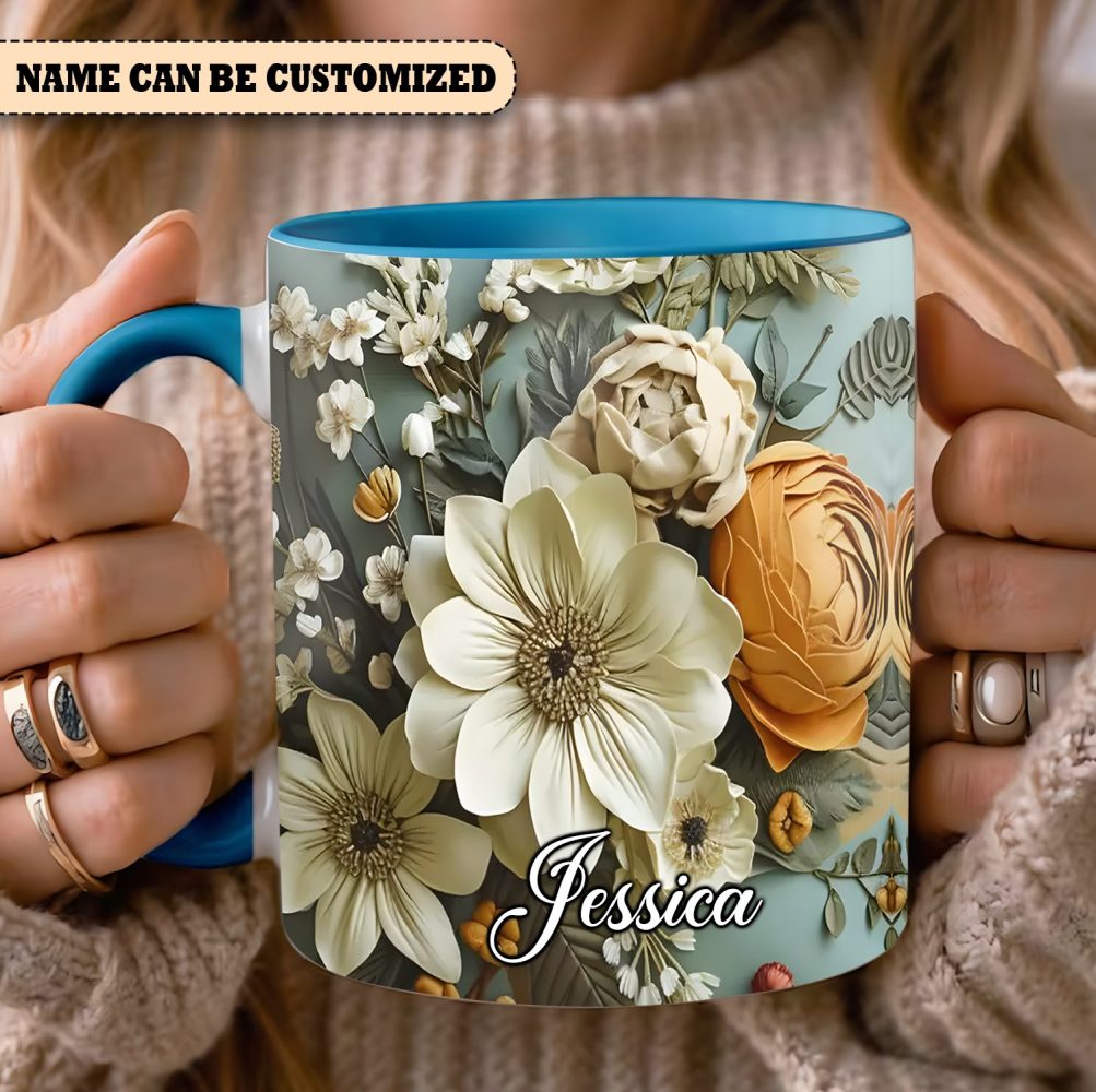Charming Flowers Mug - Personalized Flowers Accent Mug - Image 4
