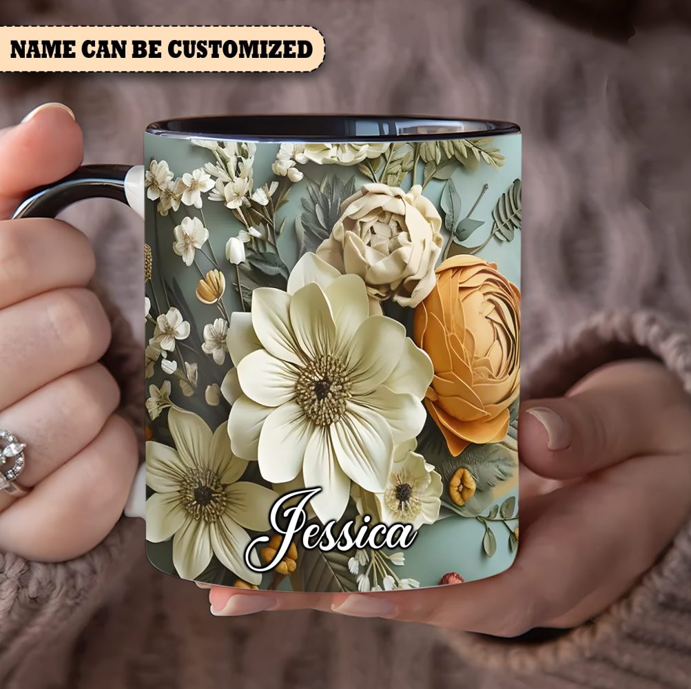 Charming Flowers Mug - Personalized Flowers Accent Mug - Image 2
