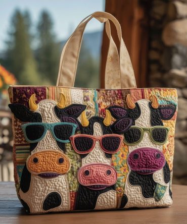 Cool Cows Quilted Tote Bag