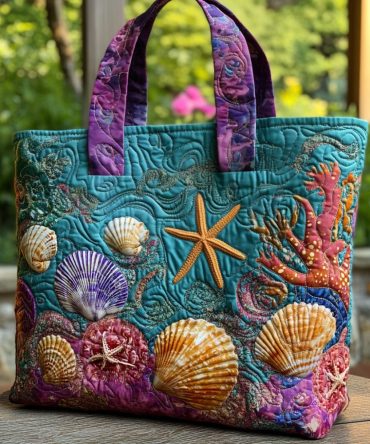 Coral Whisper Quilted Tote Bag