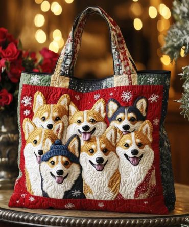 Corgi Joy Quilted Tote Bag