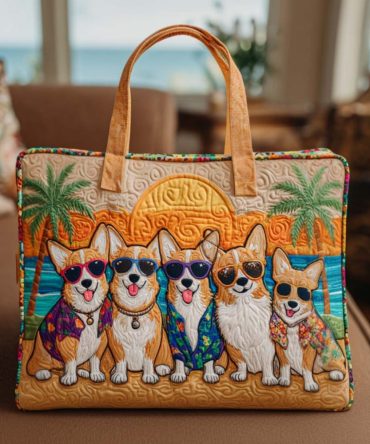Corgi Smile Time Quilted Tote Bag