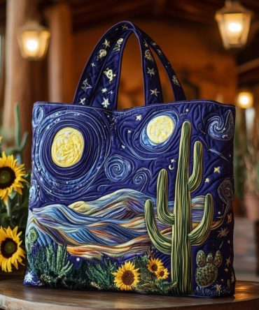 Cosmic Desert Quilted Tote Bag