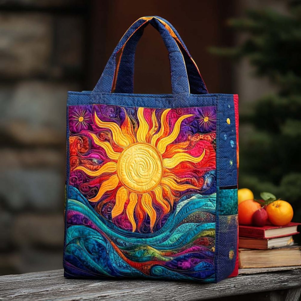 Cosmic Sun Quilted Tote Bag