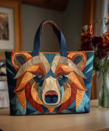 Cozy Bear Trek Quilted Tote Bag