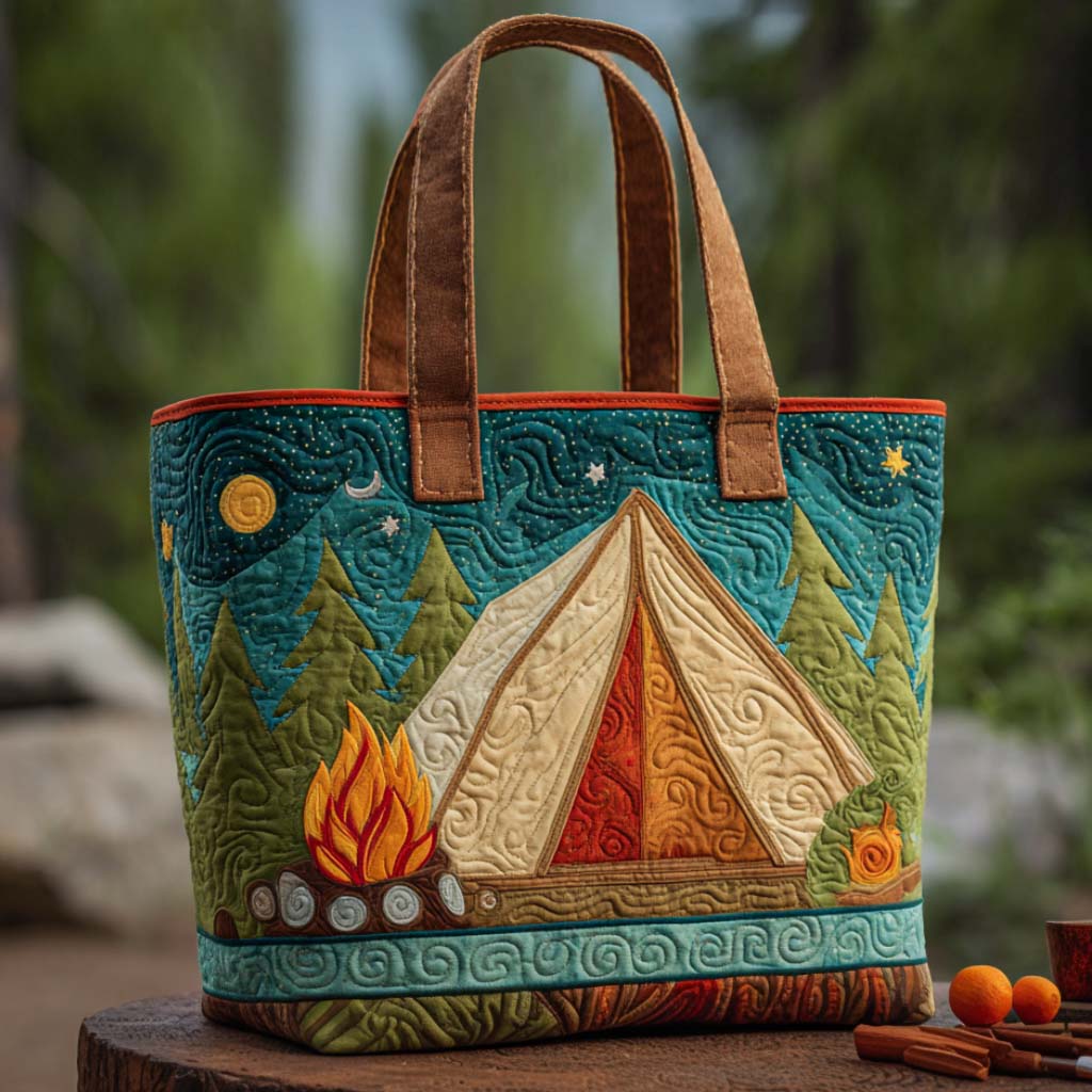 Cozy Camper Vibes Quilted Tote Bag
