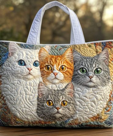 Cozy Cat Quilted Tote Bag