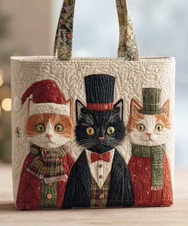 Cozy Cat Quilted Tote Bag