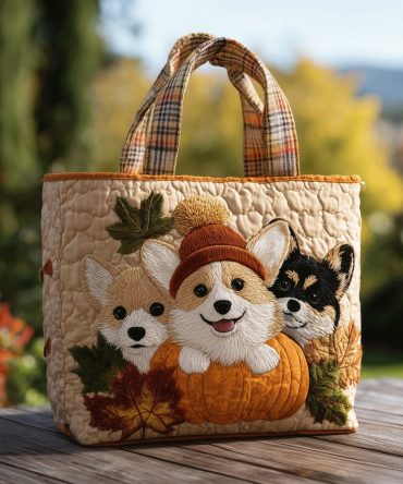 Cozy Corgi Quilted Tote Bag