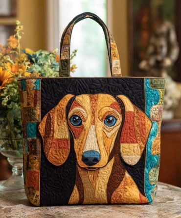 Cozy Dachshund Quilted Tote Bag