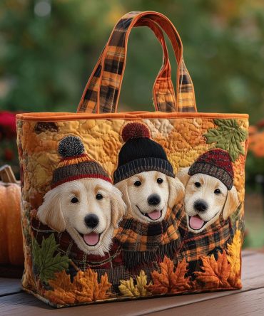 Cozy Golden Quilted Tote Bag