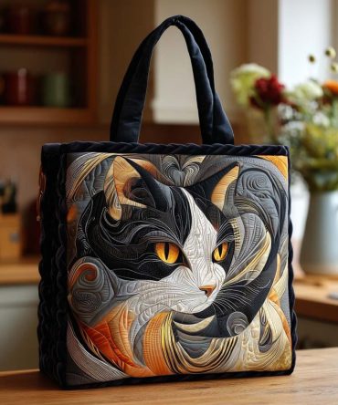 Cozy Kitty Quilted Tote Bag