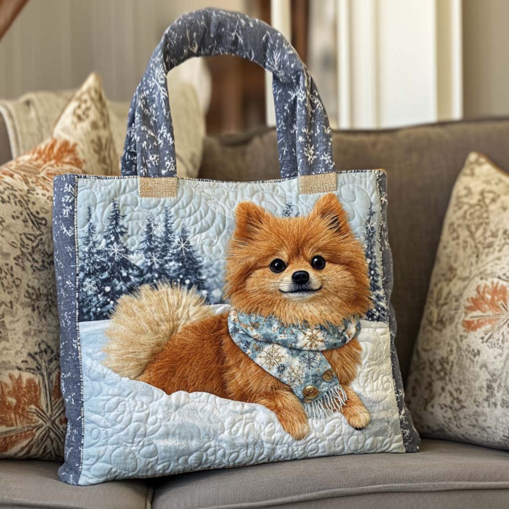 Pomeranian Quilted Tote Bag - Image 5