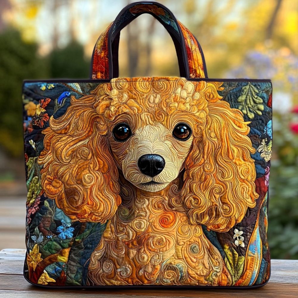 Cozy Poodle Quilted Tote Bag