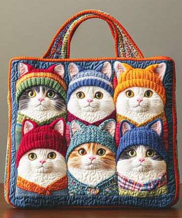 Cozy Purrland Quilted Tote Bag