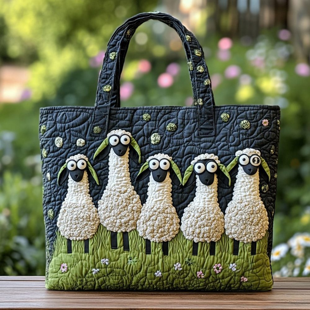 Cozy Sheep Quilted Tote Bag