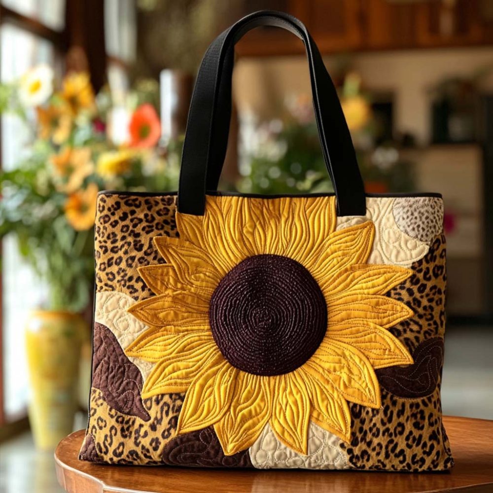 Cozy Sunflower Dream Quilted Tote Bag