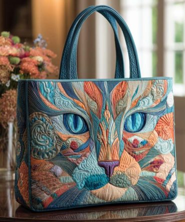 Cozy Whiskers Quilted Tote Bag