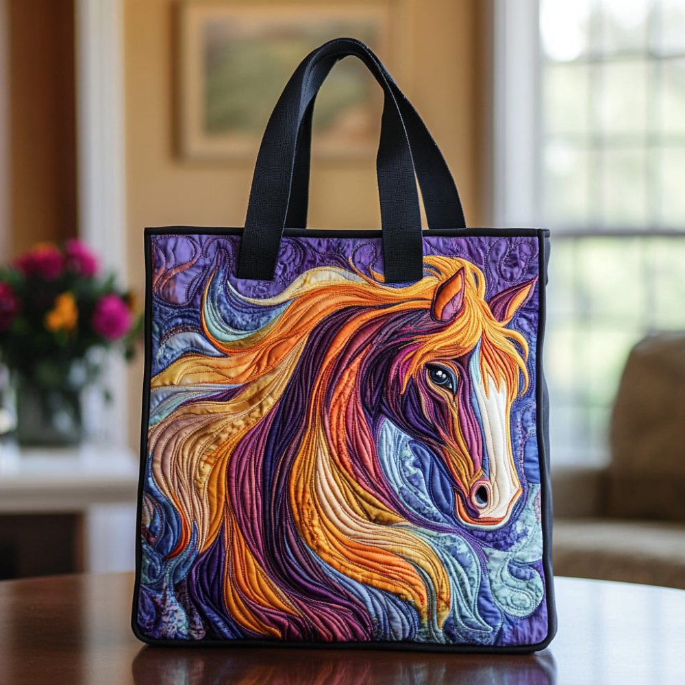 Horse Quilted Tote Bag - Image 4