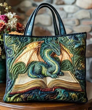 Crimson Dragon Dance Quilted Tote Bag
