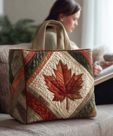 Crisp Leaves Quilted Tote Bag