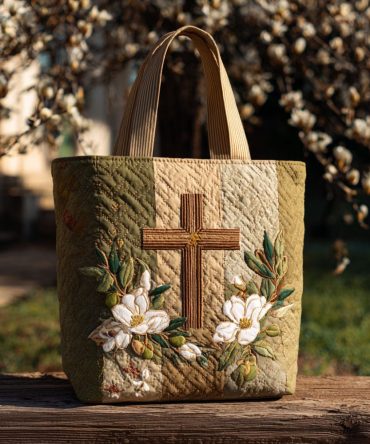 Cross Of Deliverance Quilted Tote Bag
