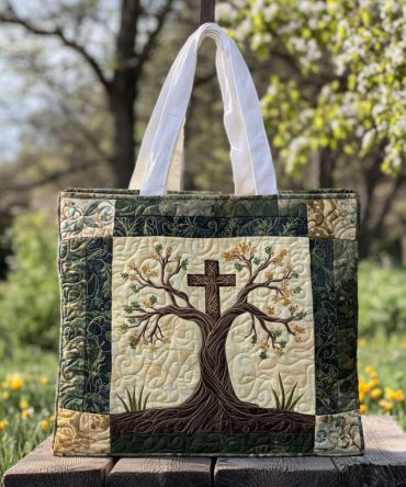 Cross Of Glory Quilted Tote Bag