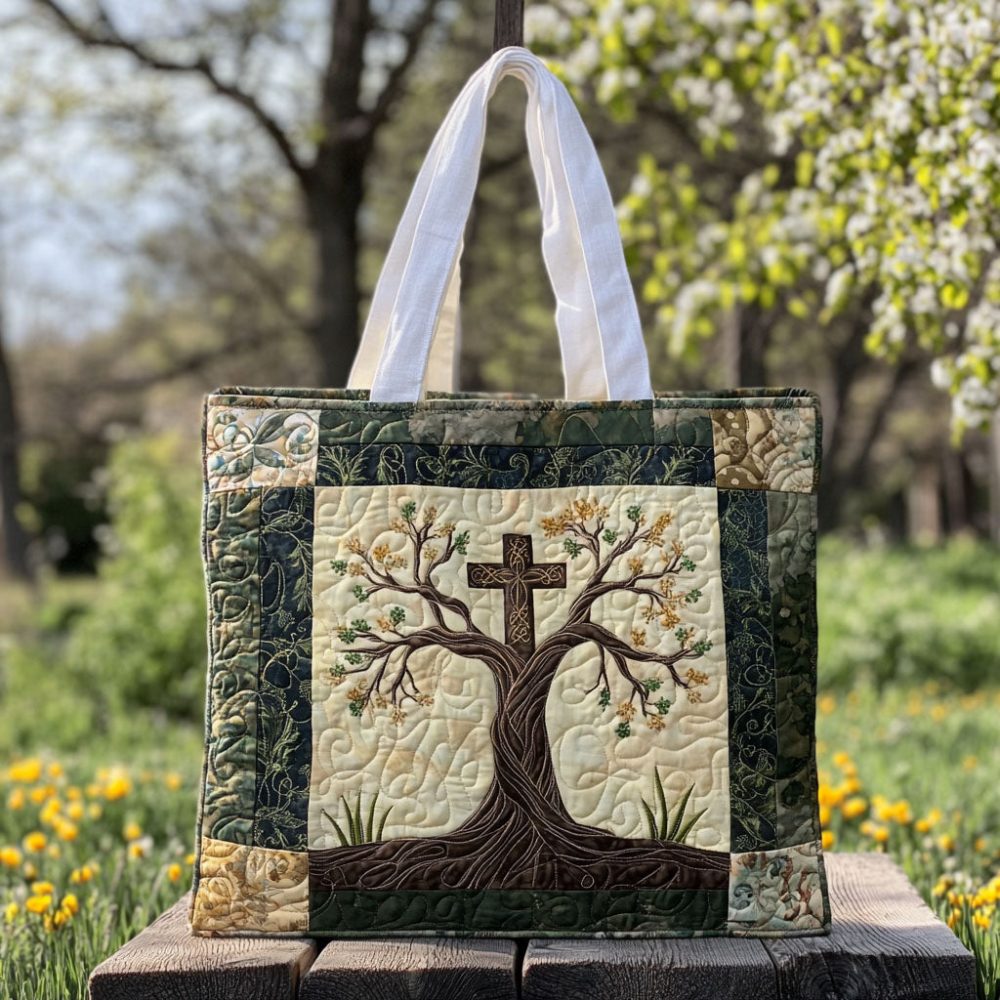 Cross Of Glory Quilted Tote Bag