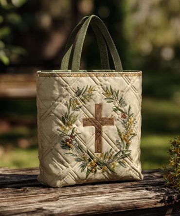 Cross Of Peace Quilted Tote Bag
