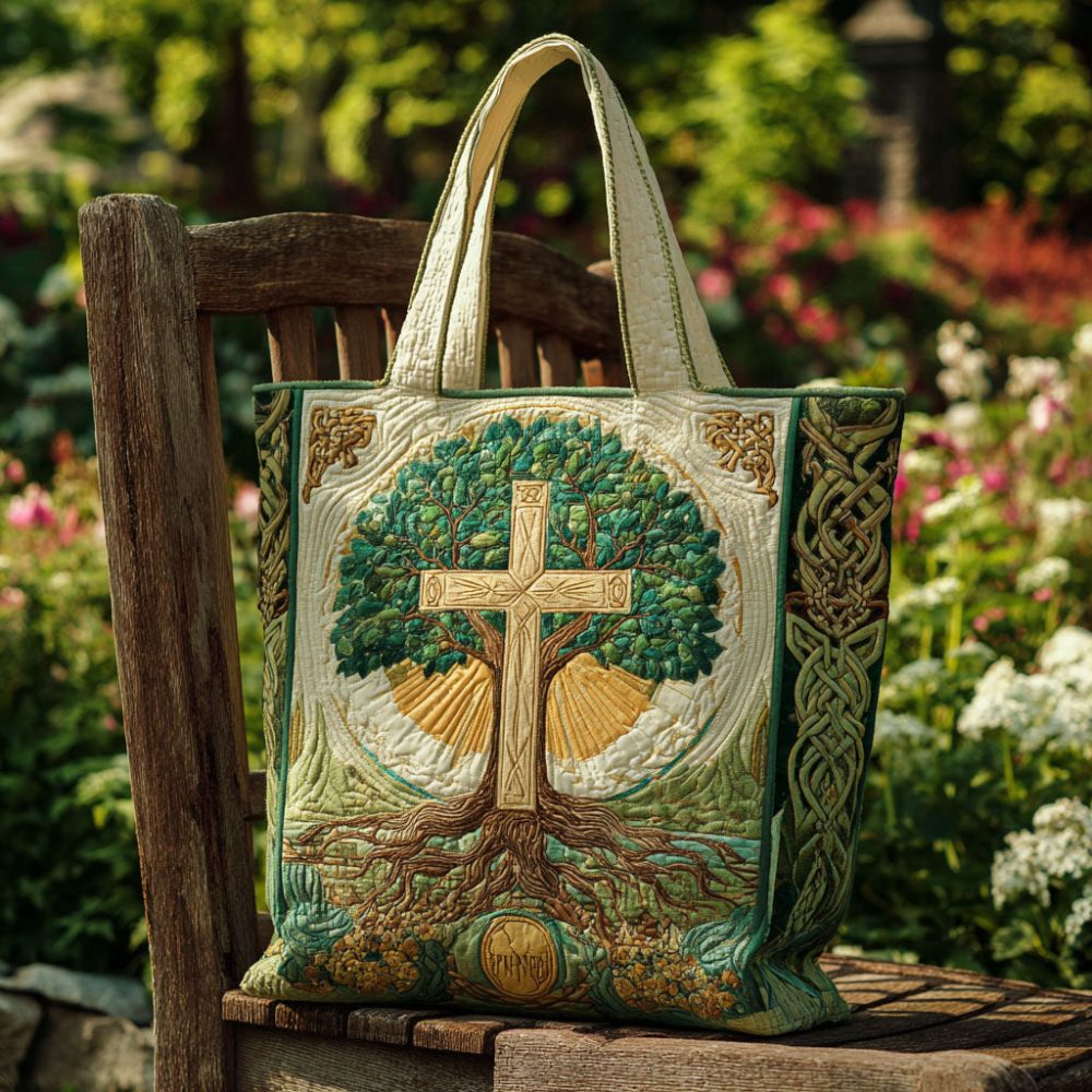Cross Of Righteousness Quilted Tote Bag