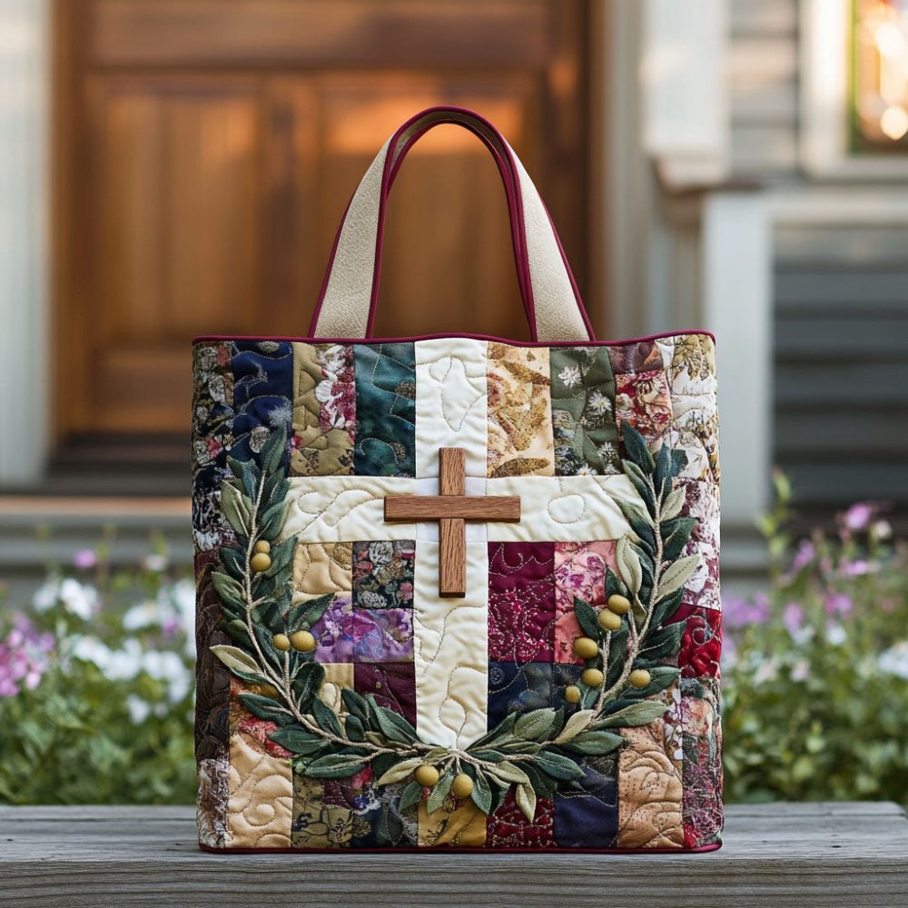 Cross Of The Heart Quilted Tote Bag