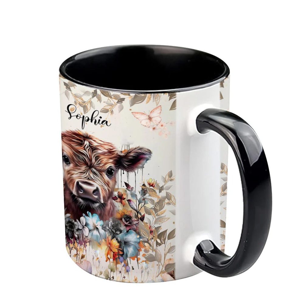 Floral Cow - Personalized Accent Mug - Image 5