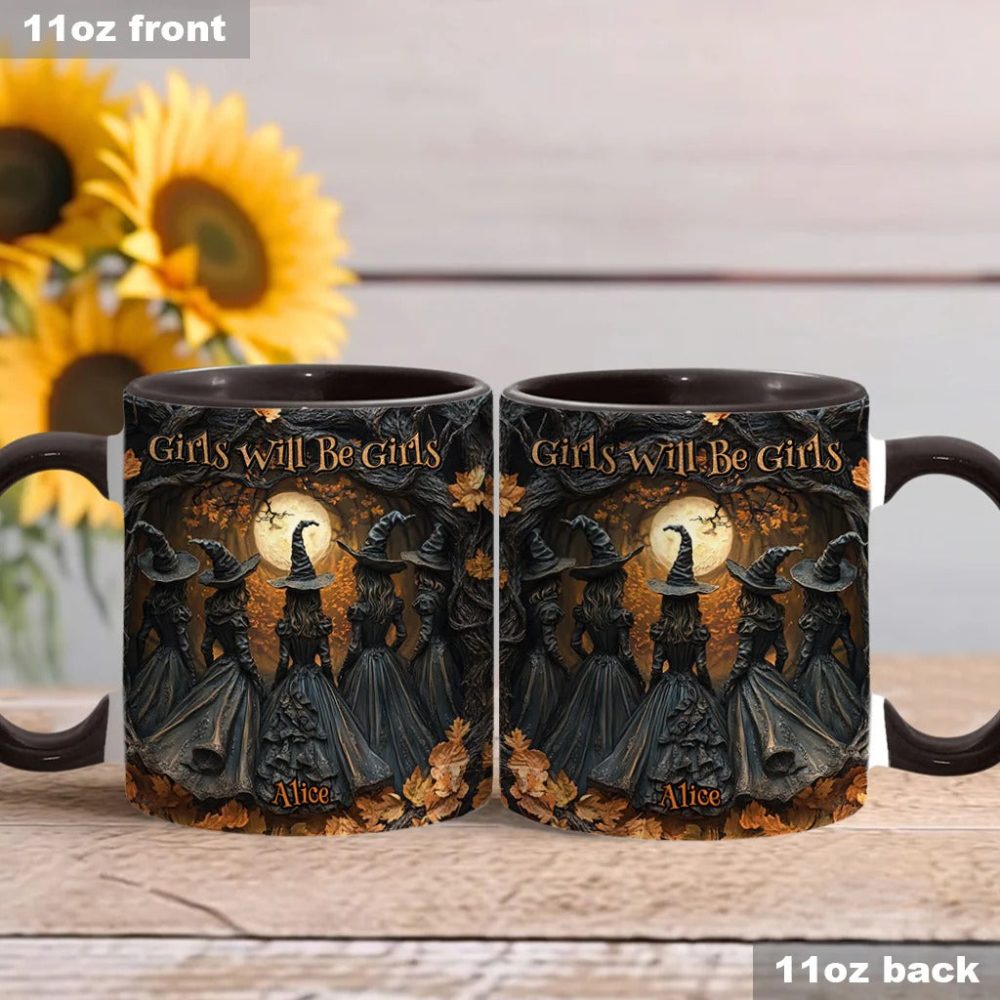 Girls Will Be Girls - Personalized Witch Accent Mug - Image 2