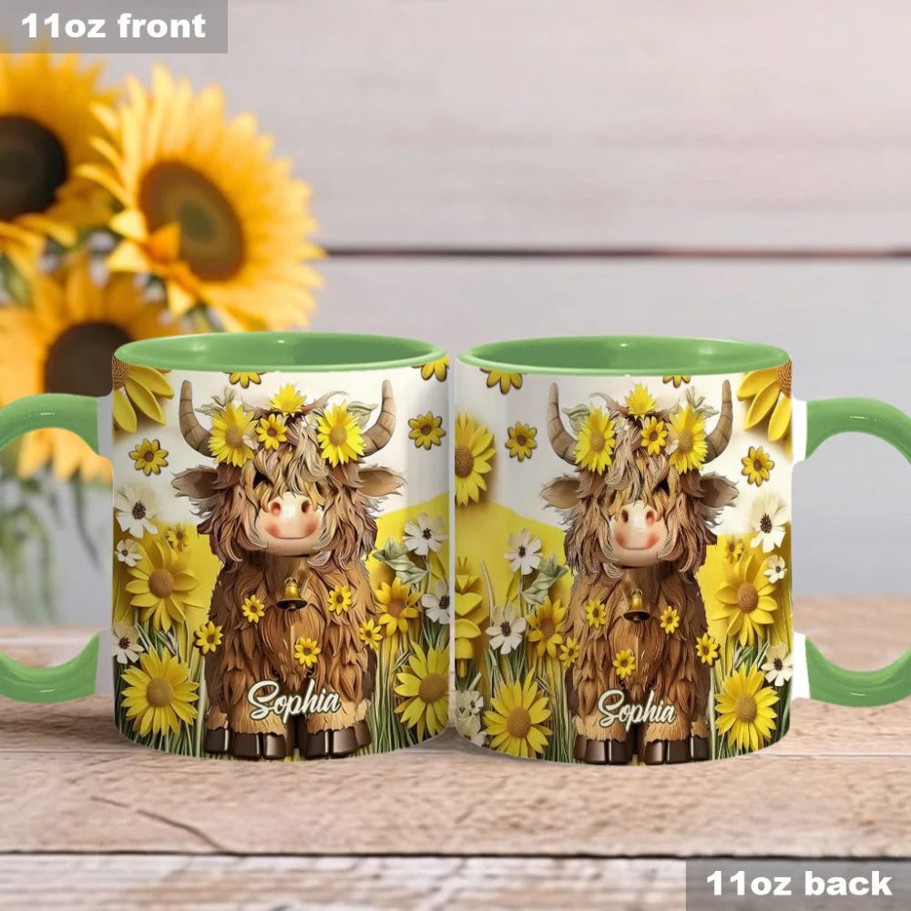 Cute Highland Cow - Personalized Accent Mug - Image 2