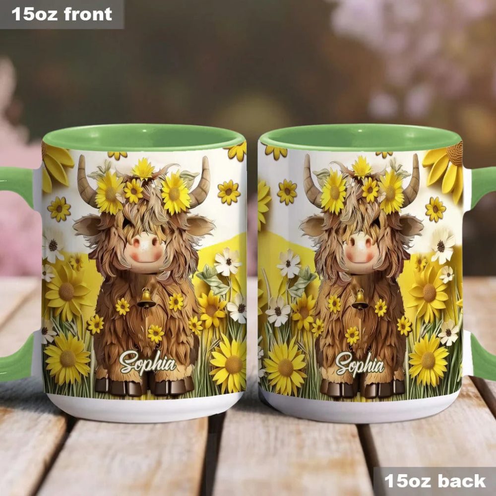 Cute Highland Cow - Personalized Accent Mug - Image 3