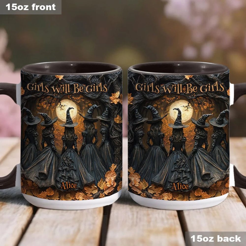 Girls Will Be Girls - Personalized Witch Accent Mug - Image 4