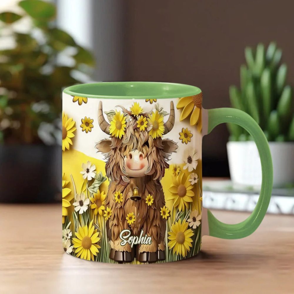 Cute Highland Cow - Personalized Accent Mug - Image 4