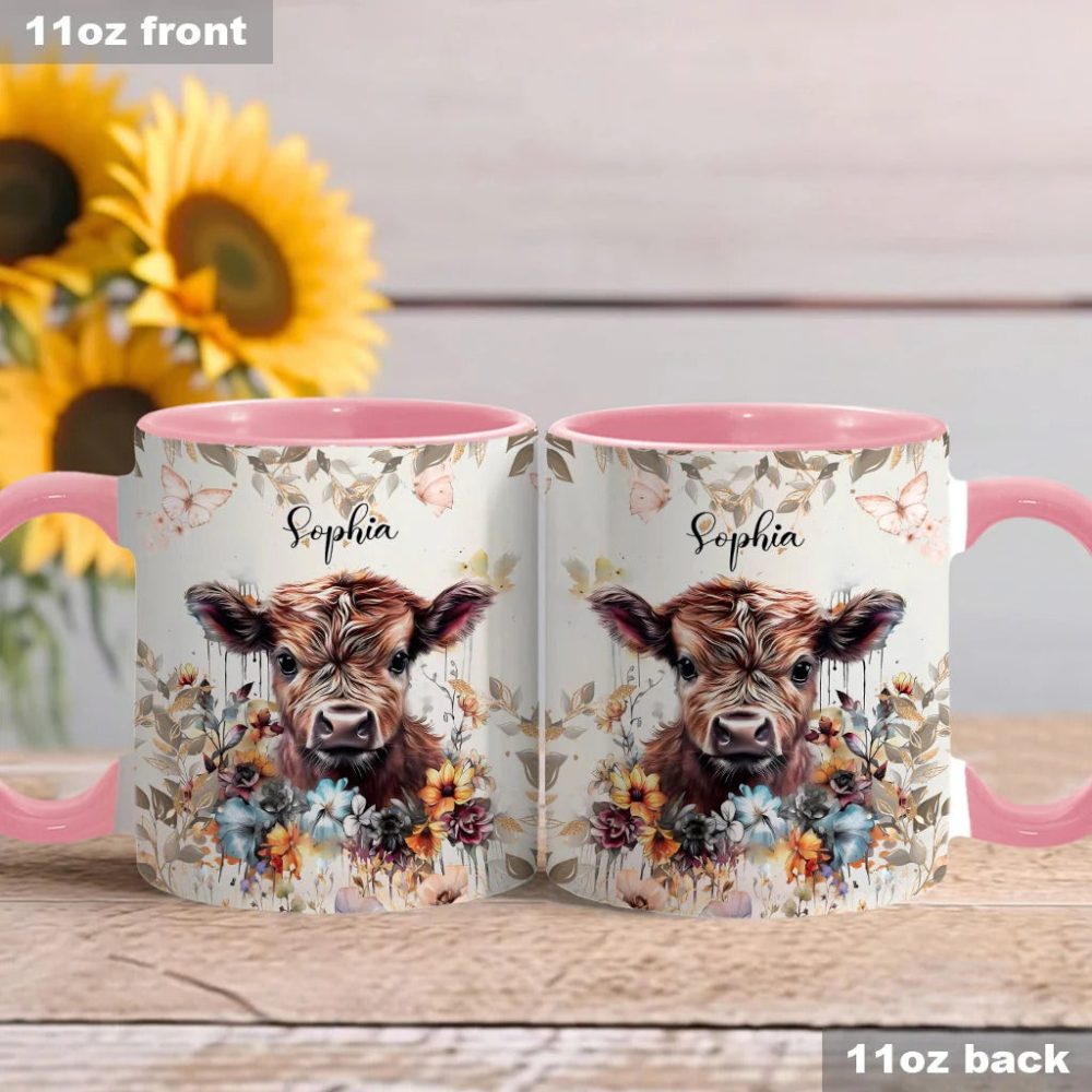 Floral Cow - Personalized Accent Mug