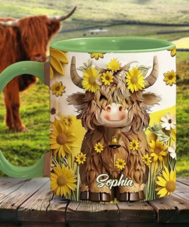 Cute Highland Cow - Personalized Accent Mug