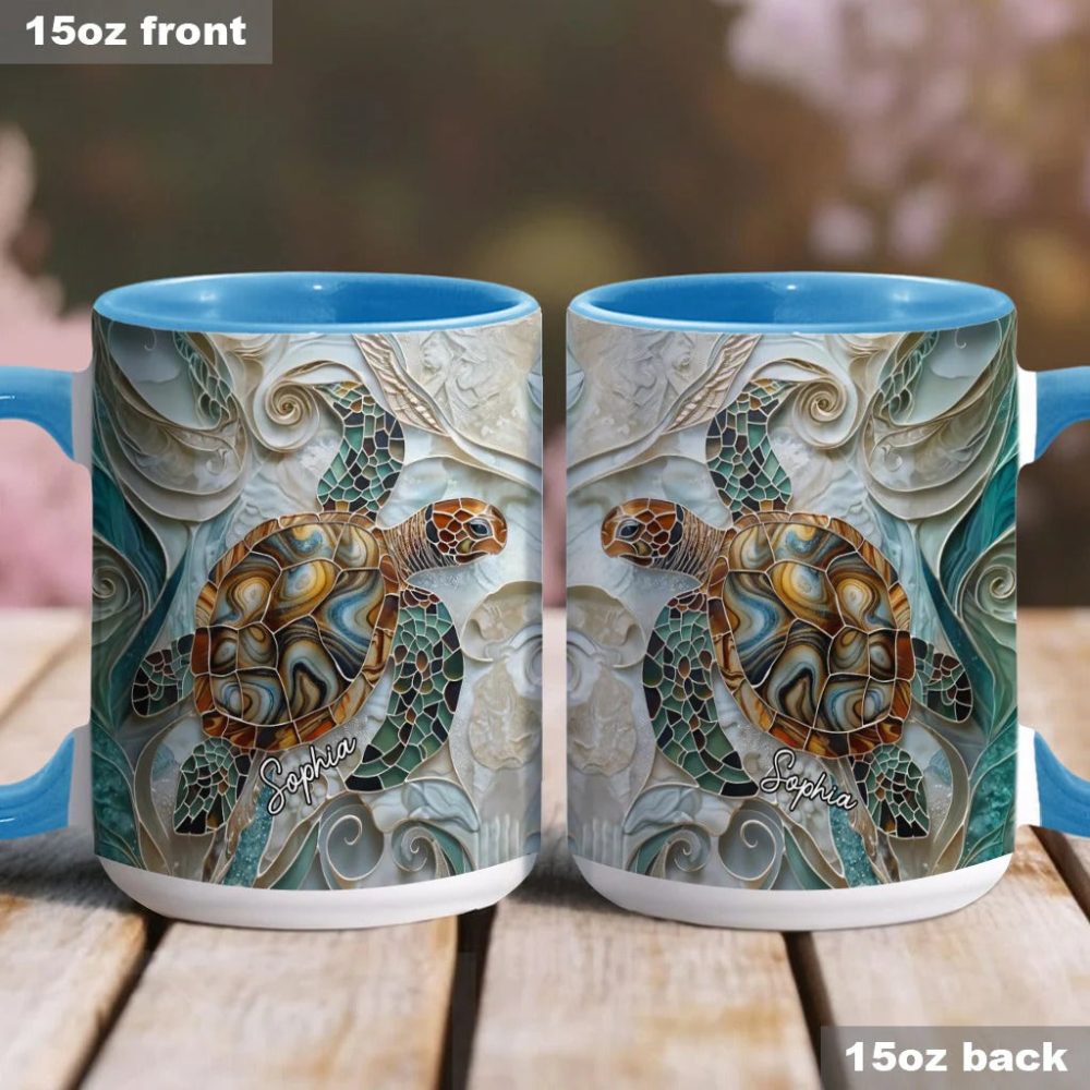 Love Turtles, Personalized Turtle Accent Mug - Image 2