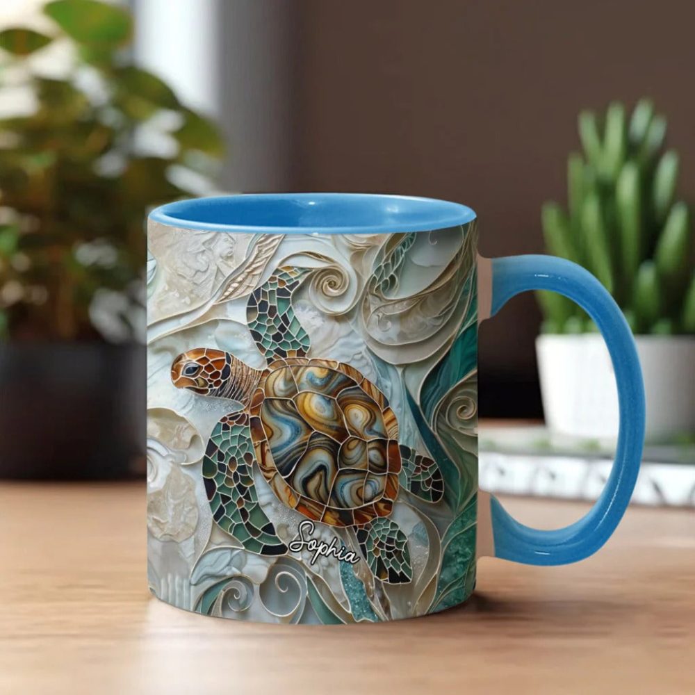 Love Turtles, Personalized Turtle Accent Mug - Image 3