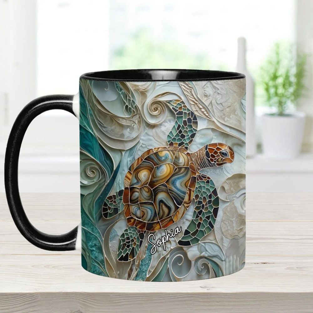 Love Turtles, Personalized Turtle Accent Mug - Image 4