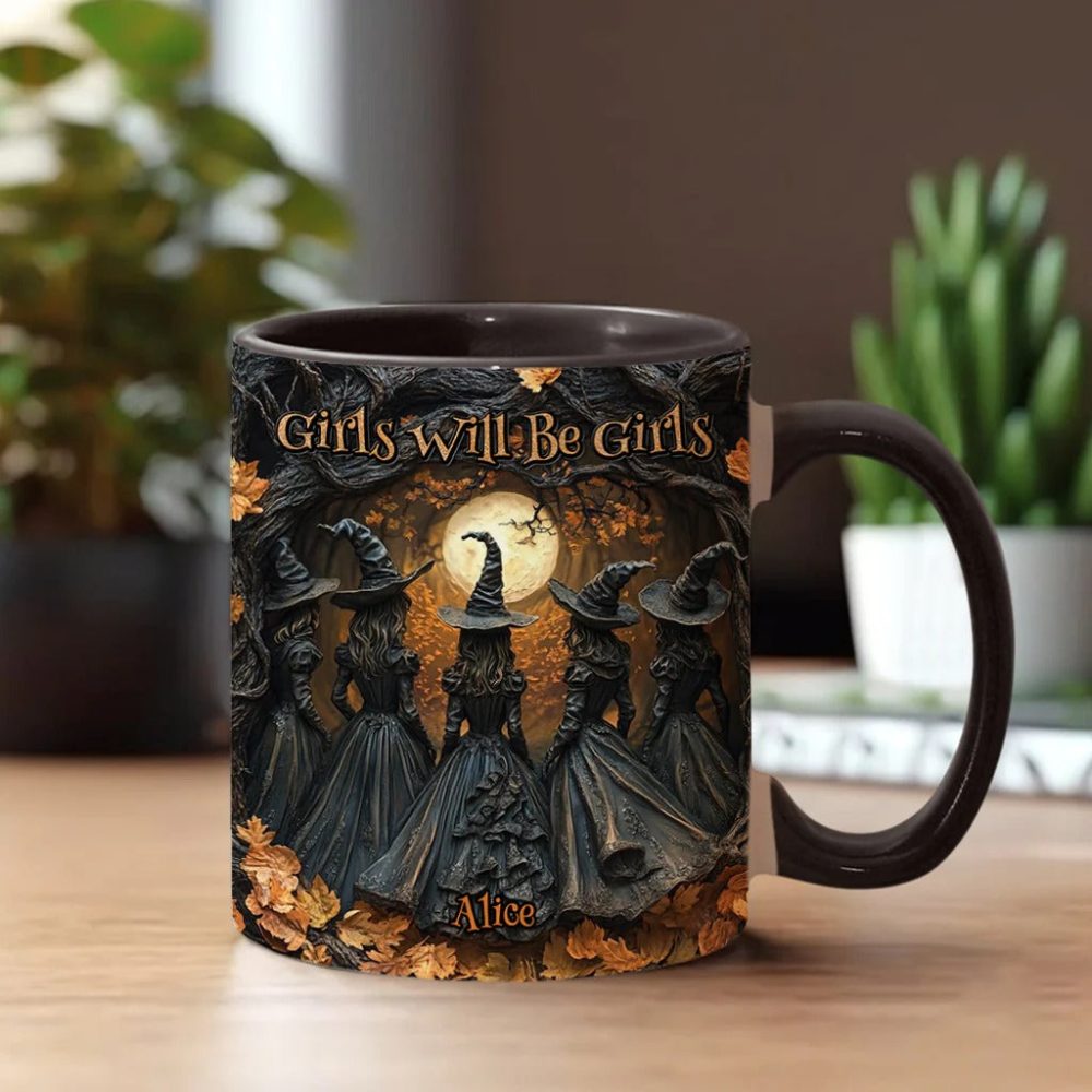 Girls Will Be Girls - Personalized Witch Accent Mug - Image 5