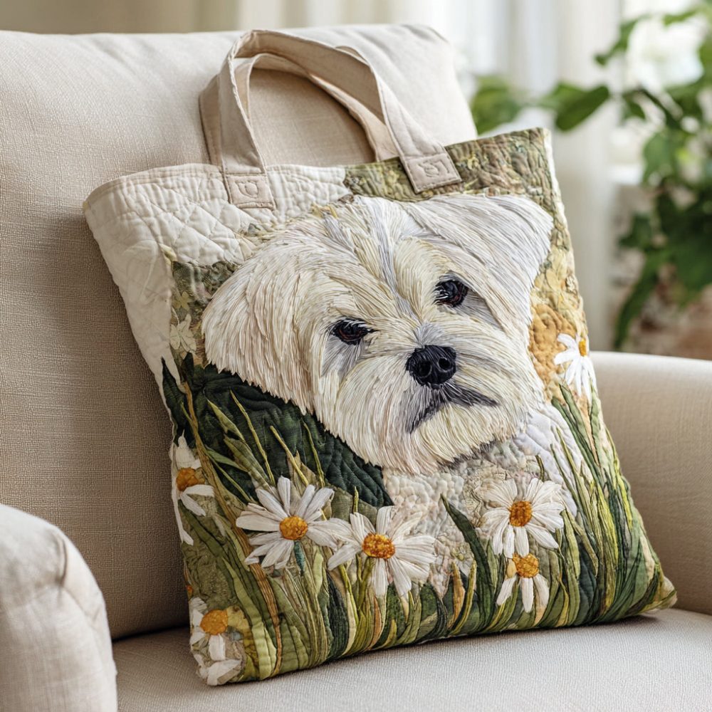Daisy Shih Tzu Quilted Tote Bag