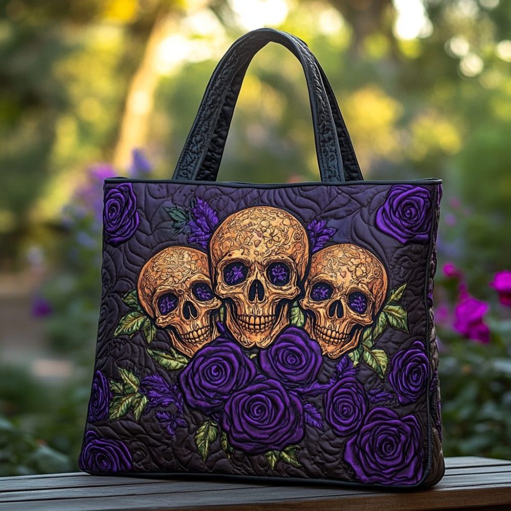 Dark Bloom Quilted Tote Bag