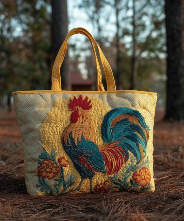 Dawn Rooster Quilted Tote Bag
