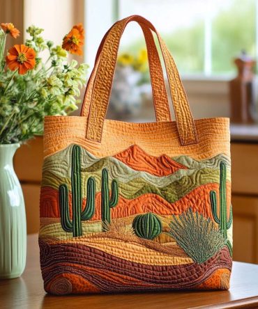 Desert Cactus Light Quilted Tote Bag
