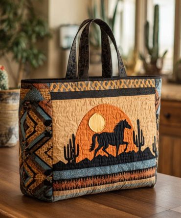 Desert Gallop Quilted Tote Bag