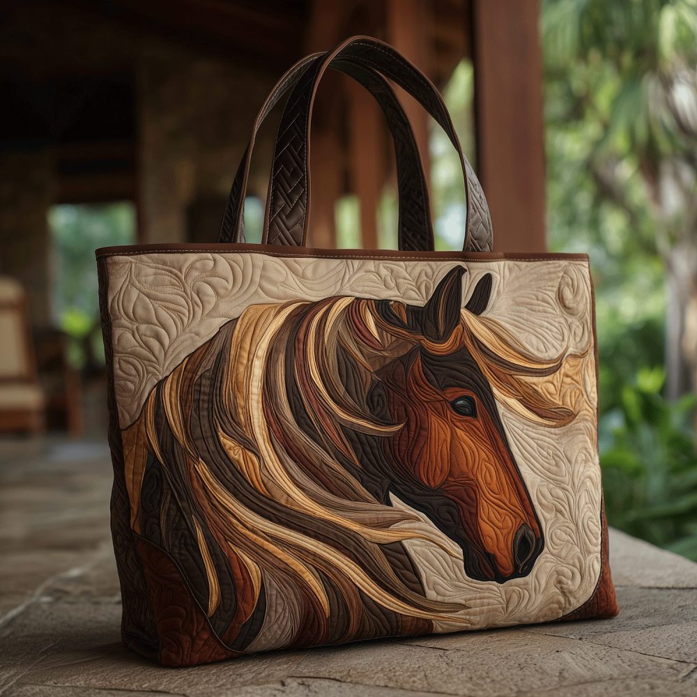 Desert Horse Quilted Tote Bag