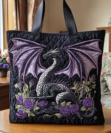 Dragon Flight Quilted Tote Bag